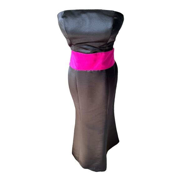 Bill Levkoff Formal Strapless Trumpet Black with Purple sash satin size 2 - Picture 12 of 13